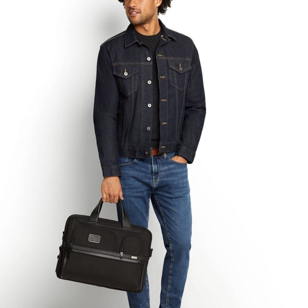 Tumi Alpha 2 Expandable Organizer Computer Brief Laptop Bag Earl Grey